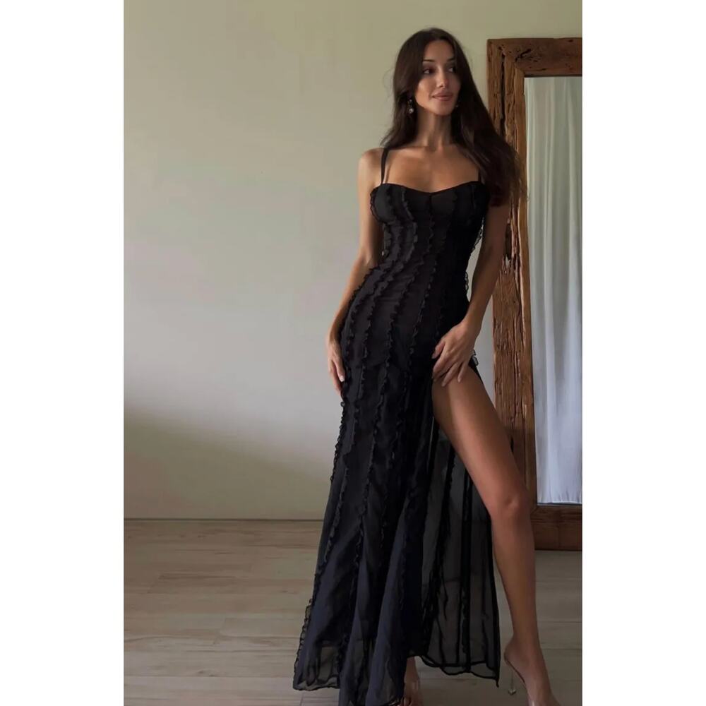 Meshki Sheer Black Maxi Dress